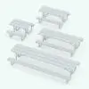 Tubular Picnic Table Revit Family rendered in black and white (ambient occlusion style) and in different length configurations to showcase its parametric flexibility. Ideal for parks, public spaces, gardens and more, this Revit picnic table will dress up your spaces and make them feel finished.