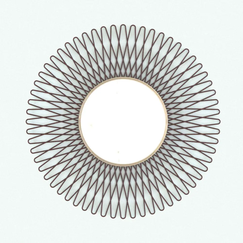 Revit Family / 3D Model - V-Shapes Wall Mirror Revit Family Rendered in color V-Shapes Wall Mirror Revit Family rendered in a dark metallic color with gold accents. This family is fully parametric and ready to render. Just load it into your project, load the materials (or use your own) and hit the render button for instant results. Ideal for modern or eclectic spaces, this V-Shapes Wall Mirror Revit Family will make your 3D renderings stand out.