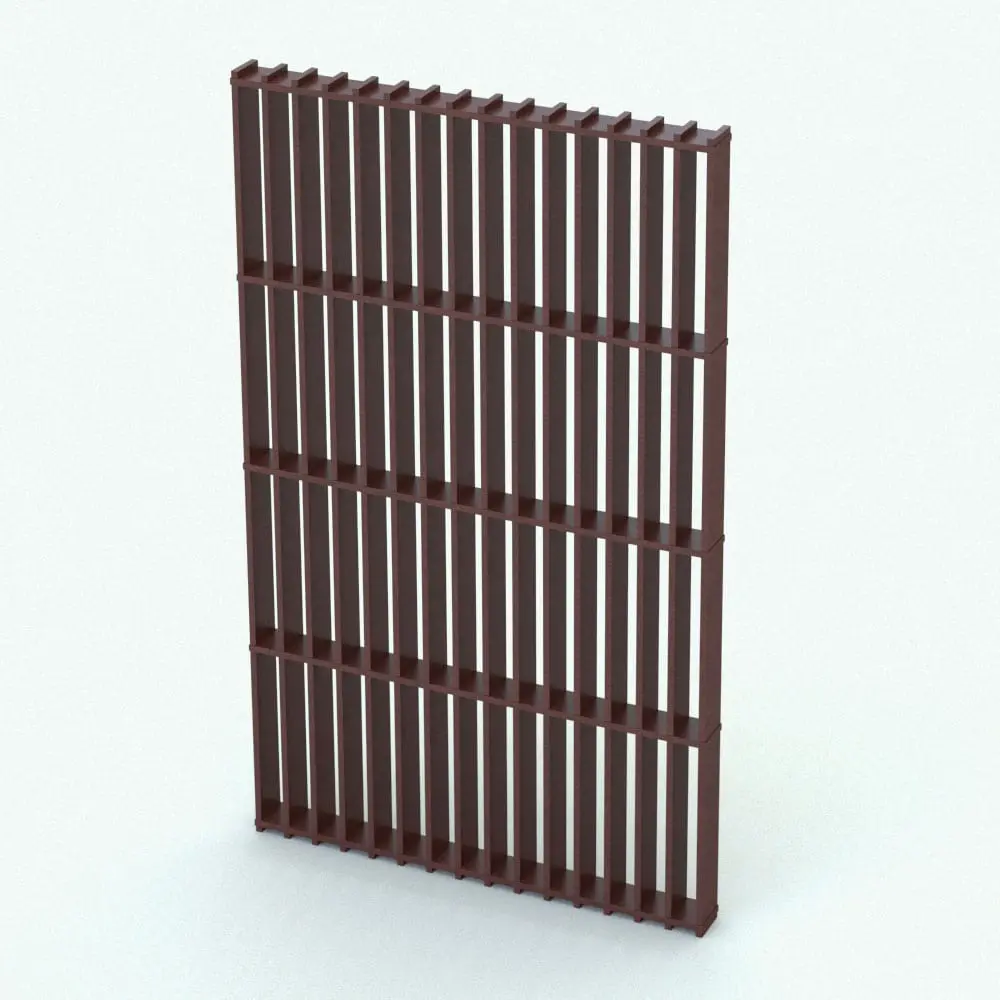 Revit Family / 3D Model - Vertical-Horizontal Partition Wall Revit Family Rendered in color Vertical-Horizontal Partition Wall Revit Family rendered in a dark-colored wood finish. Ideal for residential, commercial or hospitality settings, this partition wall Revit family is the perfect complement to your open concept architectural designs.