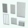 Vertical Boards Partition Wall Revit Family in different sizes and configurations to showcase its parametric flexibility. This 3D model is the perfect solution to divide spaces without having to build a completely solid wall. Don't wait any longer and get this partition wall Revit family now!