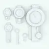 Vertical Pendulum Wall Clock Revit Family in different sizes and configurations to showcase its parametric flexibility.