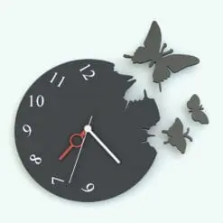 Butterflies Wall Clock Revit Family rendered in black material and white and red hands. This modern clock Revit family is ideal for playful yet modern designs. With several parameters to change, this family is certainly a keeper.