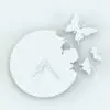Butterflies Wall Clock Revit Family rendered in ambient occlusion mode.