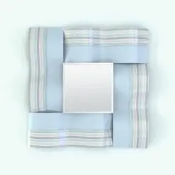 Waves Wall Mirror Revit Family rendered in a light blue finish with multicolored ribbons-like texture on top. This family is fully parametric and it allows you to change the size as well as the thickness of the frame and more. Ideal for modern interior design projects, this Waves Wall Mirror Revit Family will make your 3D renderings stand out immediately.