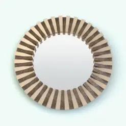 Wedges Wall Mirror Revit Family rendered in 3D and with wood and gold finishes. This family is fully parametric and it allows you to change its diameter, frame thickness and materials so you can make it unique to your project. Don't wait any longer and get this wall mirror Revit family now.