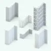 Design variations of the modern geometric wall molding family, showcasing customizable parameters like bar thickness, depth, and square patterns.