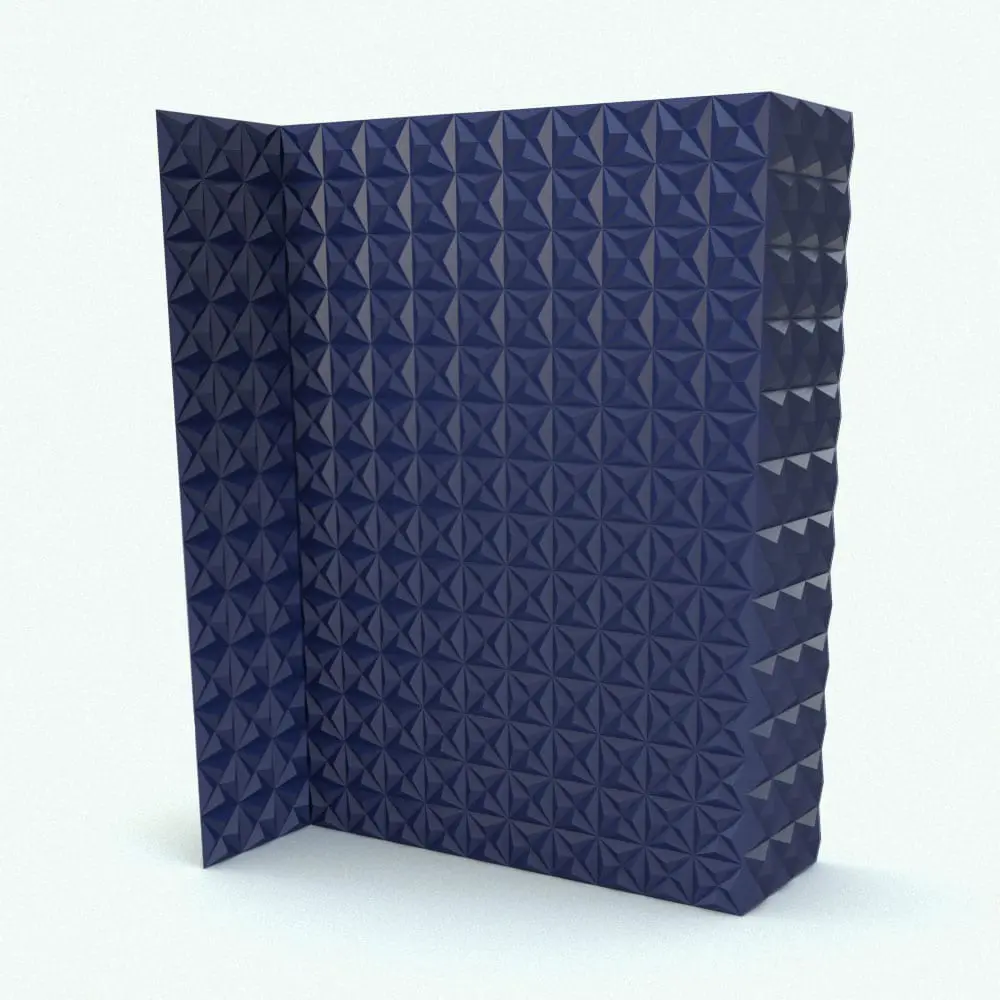 Modern Pyramid Wall Cladding Rendered in V-Ray Modern pyramid design wall cladding Revit family with a light wood texture, rendered in V-Ray, showcasing bold 3D pyramid patterns.