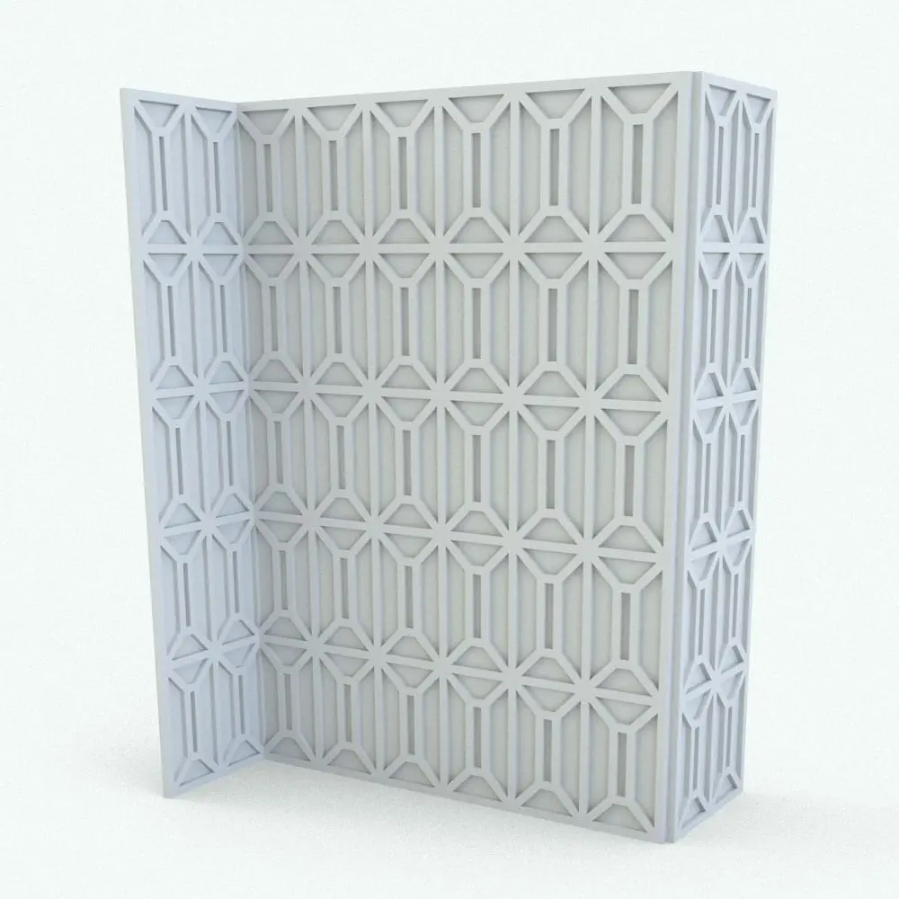 Lattice Wall Cladding in Ambient Occlusion Mode Modern lattice design wall cladding in ambient occlusion mode, emphasizing its intricate geometric structure and depth.