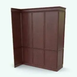 Minimalistic wall molding in wood material, rendered in V-Ray, showcasing a modern French-style design.