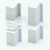 Multiple design variations of the wall molding, highlighting the flexibility and customization of the Revit family parameters.