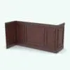 Revit Wall Cladding Family - Trim 6 rendered in a dark colored wood finish with a cherry backdrop. Ideal for offices, libraries, classic living rooms or any other spaces where you need to show opulence, this Revit cladding family will certainly make a statement in your projects. Don't let this opportunity go by and add this Revit Wall Cladding Family to your assets today.