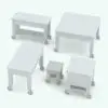 Wheeled side table Revit family rendered in black and white (ambient occlusion style) to show the details better and presented in different sizes and configurations to showcase its parametric flexibility. Ideal for living rooms, offices, hotels and more, this side table Revit family will certainly make a statement in your 3D renderings! Get it today and see for yourself.