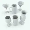 Wine Glass Revit Family Set rendered in black and white (ambient occlusion style). These glasses come with a glass material already configured, so you only have to load it into your project and render. Get this Wine Glass Revit Family Set now and take your renders to the next level.
