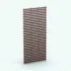 Wood Slats Partition Wall Revit Family rendered in a dark colored wood with metallic posts. This fully parametric Revit family is the perfect complement to all your open-concept designs, where you need to softly separate areas within the space. Don't wait any longer and get this Wood Slats Partition Wall Revit Family now!