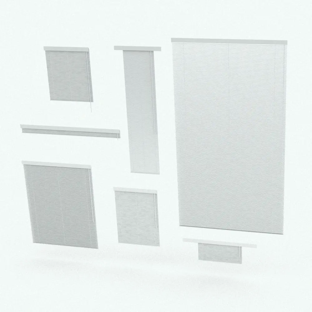 Revit Family / 3D Model - Wooden Revit Blinds Family Variations Wooden Revit Blinds Family in different sizes and configurations to showcase its parametric flexibility. Ideal for interior designs ranging from traditional to modern, this Revit blinds family will seamlessly adapt to your requirements in just a few clicks. With parameters to change the dimensions, the opening percentage, the angle of the slats and much more, this Wooden Revit Blinds Family will elevate your renders to new heights.