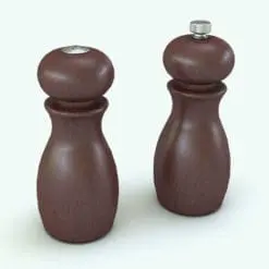 Small Shakers Kitchen Decoration Revit Family rendered with a dark wood material and metallic accents. Ideal for kitchens or restaurant settings, this decoration Revit family will make your 3D rendering stand out.