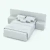 Box Stands Revit Bed Family in 3D and rendered in black and white (ambient occlusion style) to showcase the shapes better. This family is fully parametric and it will allow you to change the size of the bed, the number of pillows, the headboard height and much more to fully adapt it to your Revit project. Don't wait any longer and add this Box Stands Revit Bed Family to your assets now.