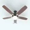 Curved Blades Ceiling Fan Revit Family in 3D and rendered with a cherry color wood finish for the blades, golden metallic accents and a dark colored housing. Ideal for traditional to contemporary interior design projects, this ceiling fan Revit family will make your spaces and 3D renderings look finishes and alive. Get it today and see for yourself.