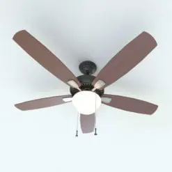 Curved Blades Ceiling Fan Revit Family in 3D and rendered with a cherry color wood finish for the blades, golden metallic accents and a dark colored housing. Ideal for traditional to contemporary interior design projects, this ceiling fan Revit family will make your spaces and 3D renderings look finishes and alive. Get it today and see for yourself.