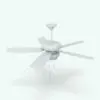 Curved Blades Ceiling Fan Revit Family in a different 3D view to show all the details of this ceiling fan. Ideal for living rooms, bedrooms, hallways, offices, hotels and more, this fully parametric and realistic-looking ceiling fan Revit family will make your renders stand out in just a few clicks.