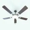 Sphere Revit Ceiling Fan Family in 3D and rendered with dark-colored wood blades and metallic accents. Ideal for living rooms, bedrooms, offices, hotel rooms, apartments, hallways and more, this fully parametric Revit ceiling fan family will transform your spaces in just a few clicks. Get it now and see for yourself.