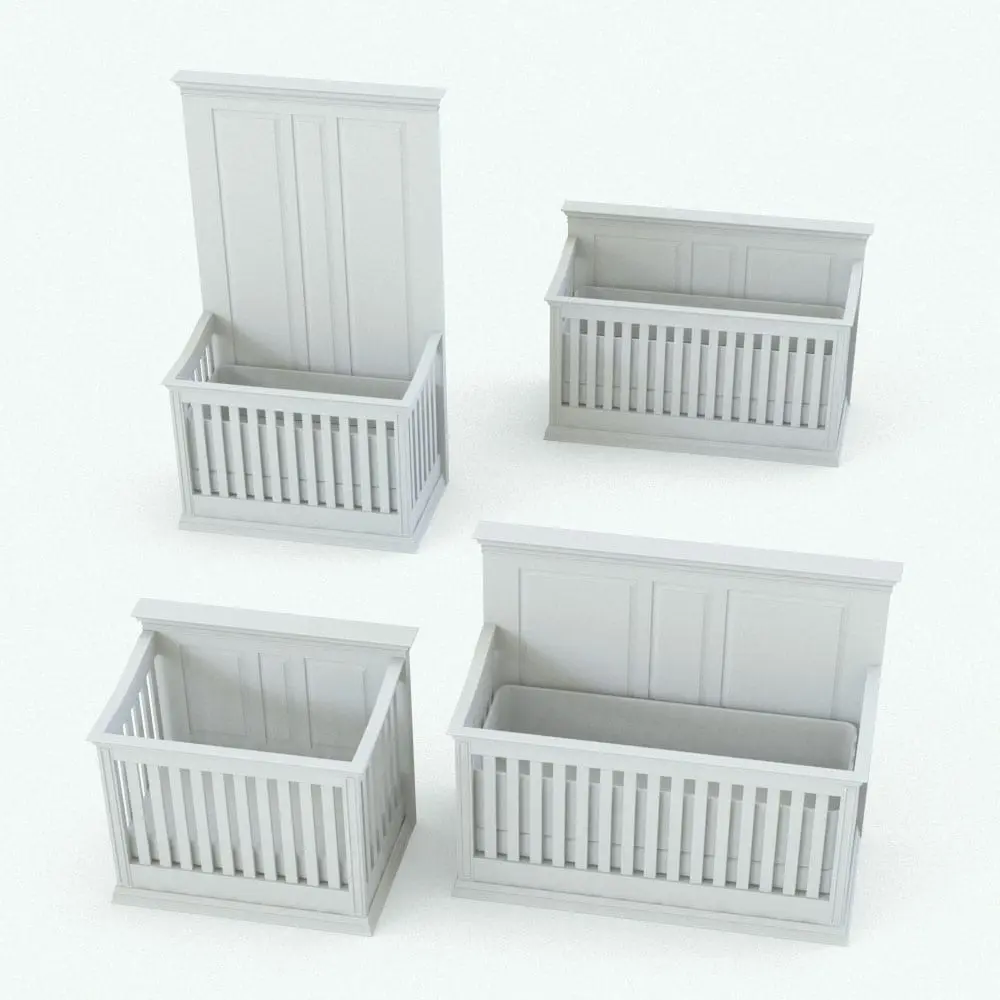 Revit Family / 3D Model - Classic Style Revit Furniture Nursery Set Crib Variations Revit crib in different sizes and configurations. This crib allows you to change the dimensions and the back height (as well as the materials), so you can make it fit to your projects. Don't wait any longer and get this crib, changing station and chest of drawers, which are part of the Classic Style Revit Furniture Nursery Set today.