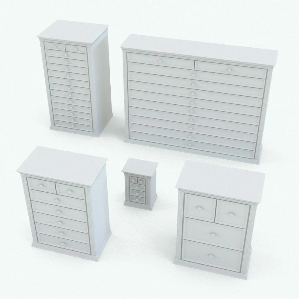 Revit Family / 3D Model - Classic Style Revit Furniture Nursery Set Chest With Drawers Variations Revit chest of drawers in different sizes and configurations. This chest allows you to change the dimensions, number of drawers and materials, so you can blend it into your projects seamlessly.