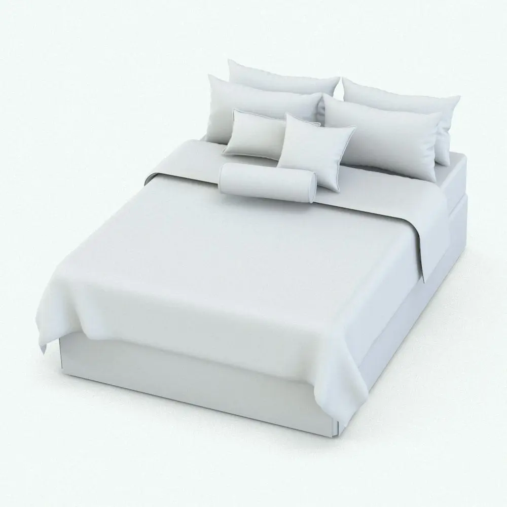 Revit Family / 3D Model - Complete Modern Revit Bed Family Perspective Complete Modern Revit Bed Family in 3D and rendered in black and white (ambient occlusion style) to showcase the details and shapes better. This Revit bed is fully parametric, easy to use and ready to render. Just load it into your project, select the materials (or use the provided ones) and hit the render button for instant results. Don't wait any longer and add this Complete Modern Revit Bed Family to your cart today.