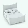 Revit bed family in 3D and rendered in black and white (ambient occlusion style) to show the details better. The pillows and cushions of this Revit bed family are created with a hybrid approach so you can get realistic looking results while being able to use any texture to put on them and have it wrap around it perfectly!. Don't wait any longer and add this bed, which is part of the Curved Horizontal Drawers Revit Furniture Set to your cart today.