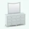 Revit dresser family in 3D and rendered in black and white (ambient occlusion style). This dresser, which is part of the Curved Horizontal Drawers Revit Furniture Set is fully parametric and it will adapt to any space seamlessly.