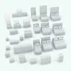 Curved-In Drawers Revit Furniture Set shown in different sizes and configurations to showcase its parametric flexibility. Whether you use this set as a whole or individually, all the included families come packed with parameters to make sure they seamlessly blend into any project you are working on. Don't wait any longer and get this Curved-In Drawers Revit Furniture Set today.