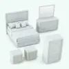 Curved-In Drawers Revit Furniture Set in 3D and rendered in black and white (ambient occlusion style) to show the shapes and details better. This fully parametric set is very easy to use and it is render ready. Just load it into your project (as a whole or individually), select the materials (or use your own) and hit the render button for instant results. Don't let this opportunity go by and add this Curved-In Drawers Revit Furniture Set to your personal assets now.