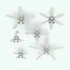 Down-Facing Lights Ceiling Fan Revit Family in different sizes and configurations to showcase its parametric flexibility. This Revit family allows you to change the number of blades, the length of the blades, the drop from the ceiling, the length of the chains and a lot more, so you can make it your own in terms of design aesthetics. Get this Down-Facing Lights Ceiling Fan Revit Family today and see for yourself.