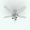 Down-Facing Lights Ceiling Fan Revit Family in 3D and rendered in black and white (ambient occlusion style) to show the shapes and details better. Ideal for living rooms, offices, bedrooms, hotel rooms, apartments, institutional spaces and much more, this realistic looking ceiling fan Revit family will make your renderings stand out in just a few clicks.