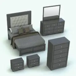 Elegant Bedroom Revit Furniture Set that includes a bed and additional Revit furniture like dresser, nightstands and chest with drawers. All these Revit families are fully parametric and you'll be able to change the bed from single to queen to king or change the sizes of any of the other Revit furniture families to fit them to your projects. Don't wait any longer and get this amazing-looking Elegant Bedroom Revit Furniture Set today.