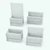 Crib Revit family in different sizes and configurations to showcase its parametric flexibility. With parameters to change dimensions, materials and back height, this crib, which is part of the Elegant Crib and Revit Furniture Set will make your projects stand out.