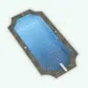 Gothic Swimming Pool Revit Family in 3D and rendered with a gray stone border and blue-looking water. This Revit family comes with skimmers, ladders, handrails, diving board and more to make it look even more realistic. Ideal for luxurious design projects, this swimming pool Revit family will transform your exterior spaces in just a few clicks.
