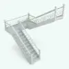 Revit Family / 3D Model - Ironwork and Wood Railing on Stair 1. This Revit railing family can adapt seamlessly to spiral, straight, L-shape or U-shape stairs.