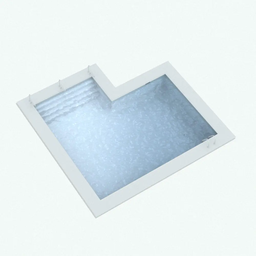 l-Revit Family / 3D Model - L-Shape Revit Swimming Pool Family Perspective L-Shape Revit Swimming Pool Family in 3D and rendered in black and white (ambient occlusion style) except for the water to show the details better. This Revit family comes with handrails, ladders and many parametric options to make it fit to your projects seamlessly. Don't wait any longer and get this swimming pool Revit family today.