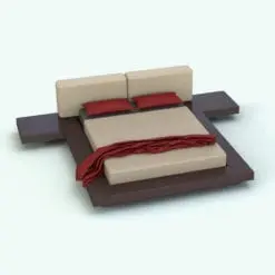 Low Wide Base Bed Revit Family in 3D and rendered in a dark colored wood finish with tan and red fabrics. This Revit bed family is ideal for modern, minimalistic and Scandinavian styled projects. Don't wait any longer and add this Low Wide Base Bed Revit Family to your cart today.