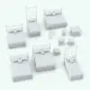 Metal Crosses Bedroom Revit Furniture Set shown in different sizes and configurations to showcase its parametric flexibility. Ideal for residential, commercial or hospitality settings, this Revit furniture set will transform your spaces in just a few clicks. Get it today and see for yourself.