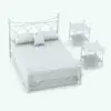 Metal Crosses Bedroom Revit Furniture Set in 3D and rendered in black and white (ambient occlusion style) to show the details and shapes better. Both Revit families included in this set are fully parametric and they will seamlessly blend in with any project size you are working on. Ideal for traditional and contemporary interior design projects, this Revit furniture set will make your spaces feel alive.