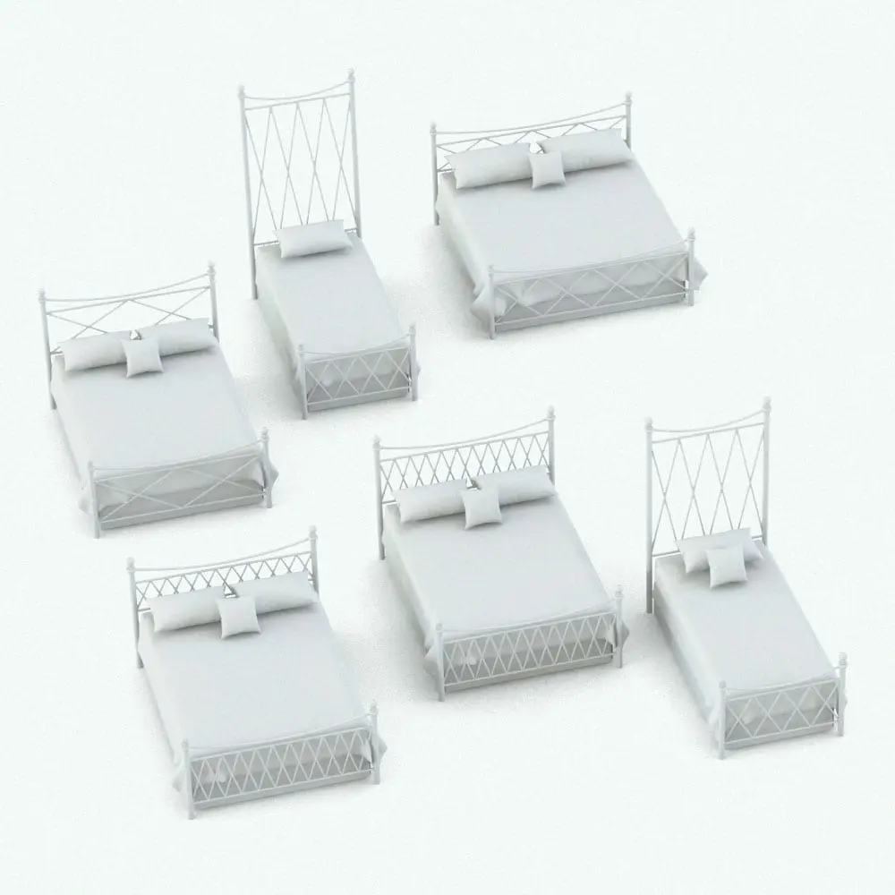 Revit Family / 3D Model - Metal Crosses Bedroom Revit Furniture Set Bed Variations Revit bed family shown in different sizes and configurations to showcase its parametric flexibility. Whether you need a different bed size or a different headboard height, this Revit family has you covered. Ideal for residential, commercial or hospitality settings, this realistic looking Revit bed will transform your spaces in just a few clicks.