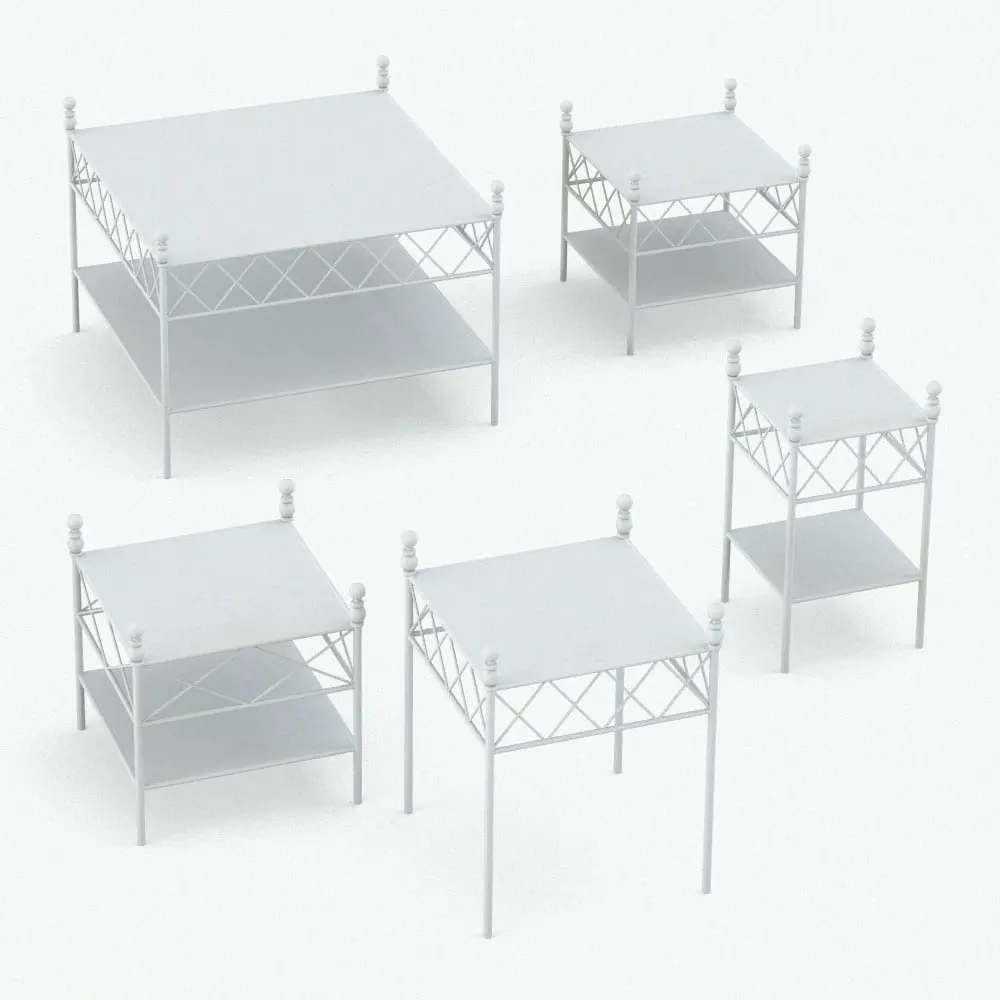 Revit Family / 3D Model - Metal Crosses Bedroom Revit Furniture Set Night Stand Variations Revit night stand family shown in different sizes and configurations to highlight its parametric flexibility. This Revit family can also be used as a side table, a coffee table or a multipurpose table. Don't wait any longer and add this night stand, which is part of the Metal Crosses Bedroom Revit Furniture Set to your personal assets now.
