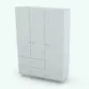 Armoire Revit family rendered in 3D and in ambient occlusion style to show the shapes in more detail. Ideal for modern interior design projects, this armoire, which is part of the Modern Crib Revit Furniture Set can also be used in other rooms in residential settings (or even in hospitality settings).