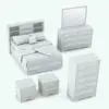 Pyramidal Drawers Bedroom Revit Furniture Set in 3D and rendered in black and white (ambient occlusion style) to showcase the details and shapes better. This fully parametric Revit furniture set will complement your interior design projects and make them look cozy, elegant and finished. Don't wait any longer and add this Pyramidal Drawers Bedroom Revit Furniture Set to your cart today.