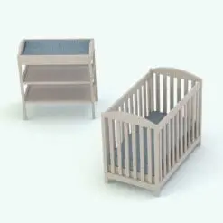 Rectangular Crib Revit Furniture Set in 3D and rendered with a light colored wood and blue fabric materials. This Revit nursery set is ideal for residential or commercial purposes and it will make your 3D renderings look finished. Don't wait any longer and add this Revit furniture set to your personal assets today.