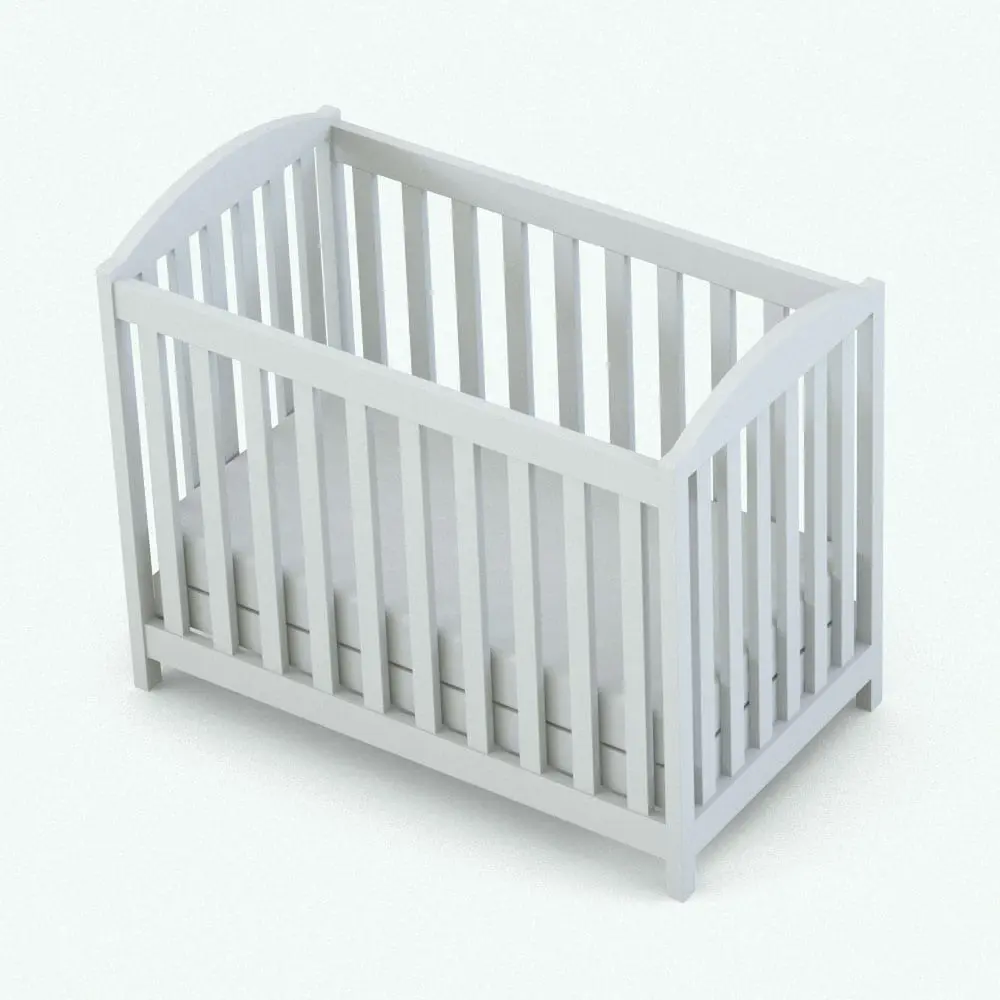 Revit Family / 3D Model - Crib in the Rectangular Crib Revit Furniture Set Revit crib family in 3D and rendered in ambient occlusion style. This crib, as well as the changing station, is fully parametric, easy to use and render-ready. Just insert it into your project, select the size and materials and hit the render button for instant results. Get these two families, which are part of the Rectangular Crib Revit Furniture Set today and see for yourself how they will transform your renders in no time.