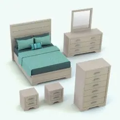 Rectangular Handles Bedroom Revit Furniture Set in 3D and rendered in a light colored wood finish with green textile accents for contrast. All the Revit families included in this set are fully parametric, very easy to use and ready to render. Just load them into your project (as a set or individually), select the materials (or use the provided ones) and hit the render button for instant results. Don't let this opportunity go by and add this Rectangular Handles Bedroom Revit Furniture Set to your personal assets today.