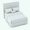 Revit bed family in 3D and rendered in black and white (ambient occlusion style) to show the details and shapes better. This Revit family is fully parametric and it was created using a hybrid approach so that the pillows, shams, cushion and throw look fully realistic. Additionally, these textile objects don't just look realistic, but they also allow you to wrap textures around just like real textures would wrap around them. Get this Rectangular Handles Bedroom Revit Furniture Set today and let this hybrid approach enrich your projects and 3D renderings.